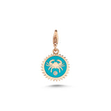 Cancer Charm with Turquoise Enamel & White Diamond