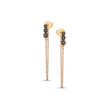 Three Black Diamond Chain Earring - Single