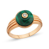 Malachite Pinkie Ring with White Diamond