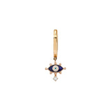 Evil Eye Hoop Earring with Navy Blue Enamel & White Diamond - Single