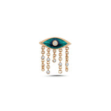 Evil Eye Chain Earring with Enamel & White Diamond Medium - Single