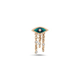 Evil Eye Chain Earring with Enamel & White Diamond Small - Single