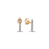 White Diamond Rod Stud Earrings - Single
