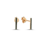 Black Diamond Rod Stud Earrings - Single