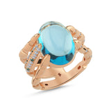 Blue Topaz Dragon Claw Pinkie Ring