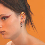 Lightning Earring with White and Black Diamond - Single