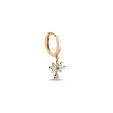 Evil Eye Hoop Earring with White Enamel & White Diamond - Single