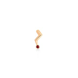 Lightning Stud Earring with Single Stone Ruby Small - Single