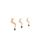 Lightning Stud Earring with Single Stone Black Diamond Large - Single