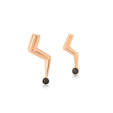 Lightning Stud Earring with Single Stone Black Diamond Large - Single