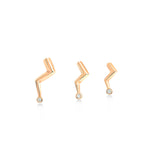 Lightning Stud Earring with Single Stone White Diamond Large - Single