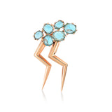6 Blue Topaz Double Sided Lightning Earring with White Diamond - Single