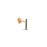 Black Diamond Rod Stud Earrings - Single