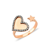 Heart and Star White Diamond Ring