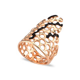 Waves Long Ring with Black Diamond