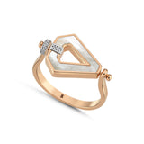 Gaia Double Sided Ring with Mother of Pearl Enamel & Tapered Diamond