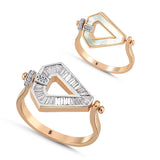 Gaia Double Sided Ring with Mother of Pearl Enamel & Tapered Diamond