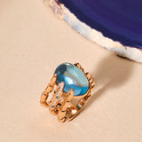 Blue Topaz Dragon Claw Pinkie Ring
