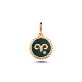 Aries Charm with Green Enamel & White Diamond