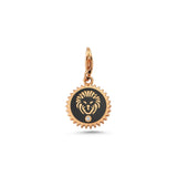 Leo Charm with Black Enamel & White Diamond