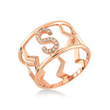 Initial Lightning Ring with White Diamond