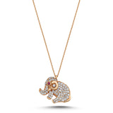 White Diamond Elephant Necklace