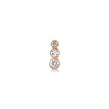 Three White Diamond Stud Earring - Single