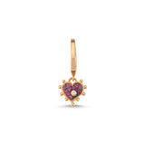Heart Earring with Pink Sapphire - Single