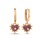 Heart Earring with Pink Sapphire - Single