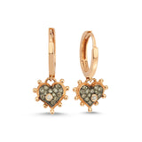 Heart Earring with Cognac Diamond - Single