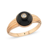 Black Onyx Pinkie Ring with White Diamond