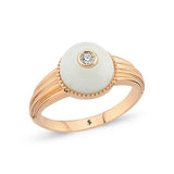White Onix Pinkie Ring with White Diamond