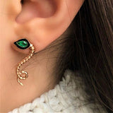 Baby Dragon Emerald Long Earrings
