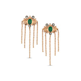 Dragon Eye Emerald Chain Earrings