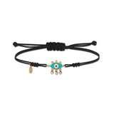 Evil Eye Cord Bracelet with Turquoise Enamel & White Diamond