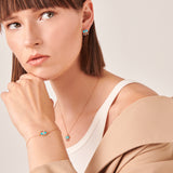 Evil Eye Bracelet with Turquoise Enamel & White Diamond