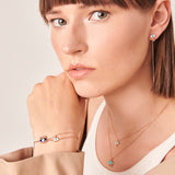 Evil Eye Bracelet with White Enamel & White Diamond