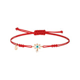 Evil Eye Cord Bracelet with White Enamel & White Diamond