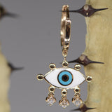 White Evil Eye Hoop Earring - Single