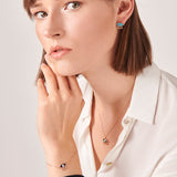 Evil Eye Bracelet with Navy Blue Enamel & White Diamond