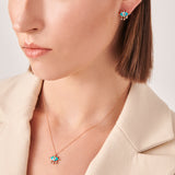 Evil Eye Necklace with Turquoise  Enamel & White Diamond
