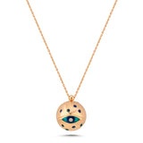 Evil Eye Ball Necklace with Enamel & White Diamond