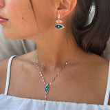 Evil Eye Seed Necklace with Enamel & White Diamond Large