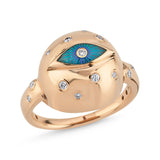 Evil Eye Ball Ring with Enamel & White Diamond