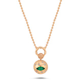 Evil Eye Ball Necklace with Emerald & White Diamond