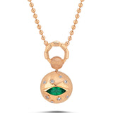 Evil Eye Ball Necklace with Emerald & White Diamond
