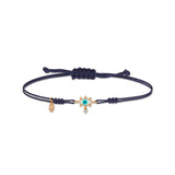 Evil Eye Cord Bracelet with White Enamel & White Diamond