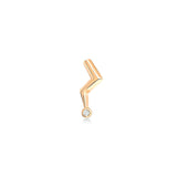Lightning Stud Earring with Single Stone White Diamond Medium - Single
