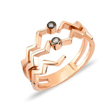 Two Single Stone White Diamond Lightning Ring