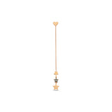 Heart Chain Earring with Three Stars - Single